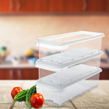 Kurtzy 3 Pak Plastic Koelkast Opslag Organizer Trommels met Deksels – Helder BPA Vrij, Stapelbare Koelkast en Diepvries Organizers met Drainage Plaat – Voor Keuken, Kelder, Kasten en Werkbladen