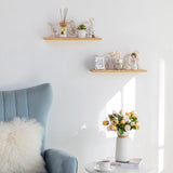 Wandrek, hout, metaal, zwevende plank, wanddecoratie, goud, set van 2, wandplanken, moderne wandplanken, decoratie, woonkamer, 40 cm, abstract, esthetische kunst