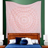 Indiaas wandtapijt, mandala, roségouden olifant, boho, wanddecoratie, esthetische kamerdecoratie, wanddoek mandala, psychedelisch 208 x 210 cm.
