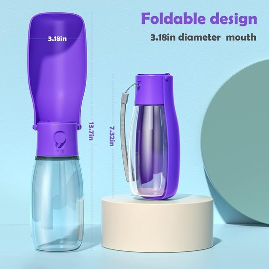 Opvouwbare drinkfles voor honden voor onderweg met vaatwasmachinebestendig design, draagbare drinkfles voor hond en kat, buiten tijdens het wandelen, lekvrije hondendrinkfles voor onderweg
