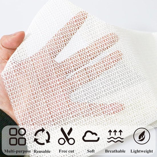 Antislipmat, antisliponderlaag, antislip, op maat te snijden, universeel voor tapijten (wit, 60 x 180 cm)