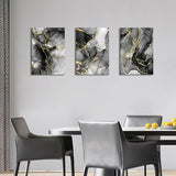 3 stuks grijs zwart goud marmer met lijst canvas foto's abstract aquarel inkt lijnen foto op canvas schilderij wandafbeeldingen wanddecoratie woonkamer slaapkamer decoraties 120 x 60 cm (16 inch x 24