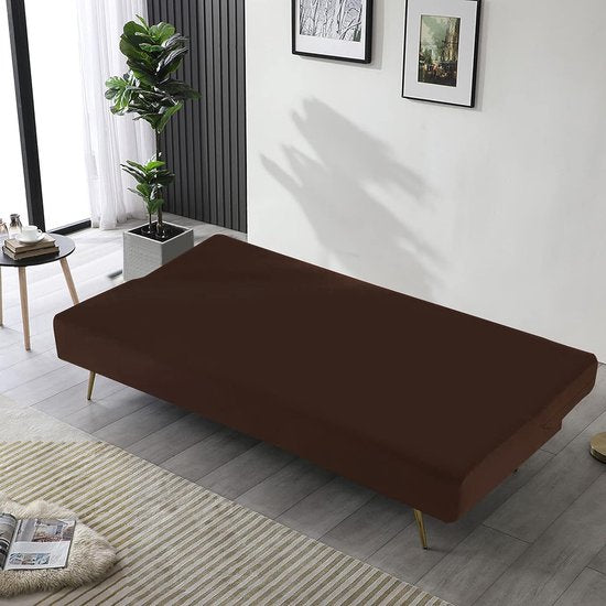 Bankhoes aan de armleuningen, 3-zits, elastisch, anderzijds wasbaar, bankovertrek, schoenen voor Clic Clac, aan de armleuningen, donkerbruin