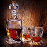 3-delige set karaf glazen whiskyset - cadeauset van glas - whiskey karaf 800 ml met 2 whiskyglazen 300 ml voor rum, scotch, cognac - cadeau-idee voor mannen - met geschenkdoos