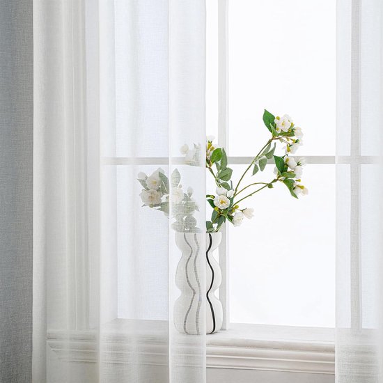 Gordijnen, gordijnen voor woonkamer, slaapkamer, set van 2, modern, tweekleurig, 140 x 175 cm