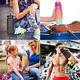 Drinkfles, 3 stuks, 2 l, 700 ml, 300 ml, lekvrij, 2 liter drinkfles met rietje, BPA-vrij, sportfles met tijdmarkering voor fiets, fitness, wandelen, outdoor