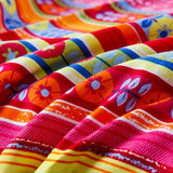 Bohemian Hoeslaken, 120 g/m², Indiaas, mandala, microvezel, jersey, rood, blauw, boxspringhoeslaken, 180 x 200 cm tot 25-30 cm matrashoogte
