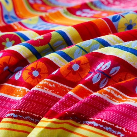 Bohemian Hoeslaken, 120 g/m², Indiaas, mandala, microvezel, jersey, rood, blauw, boxspringhoeslaken, 180 x 200 cm tot 25-30 cm matrashoogte