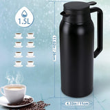 Thermoskan, 1.5 l, dubbelwandige vacuüm thermoskan, koffiekan thermo, dichte theepot thermo, thee-thermoskan houdt 24 koud en 16 heet, isoleerkan ideaal voor koffie, thee