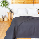 Premium sprei 240 x 260 cm XXL - wafelpiqué 100% katoen - lichte woondeken wafellook - katoenen deken als bedsprei, bankovertrek, bankdeken (antraciet)