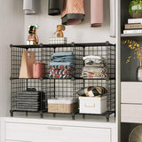 Draadkubusopslagorganisator, kastorganisatoren en opslag, metalen 6 kubusopslagplanken boekenplank, draagbare kastkledingorganisator voor slaapkamer, huis, kantoor, zwart