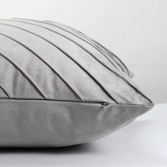 Kussenhoes, goudgrijs, fluweel, decoratief kussen voor woonkamer, 45 x 45 cm, bankkussen, luxueus zacht bankkussen, sierkussenhoes met verborgen ritssluiting, voor woonkamer, slaapkamer, set van 2