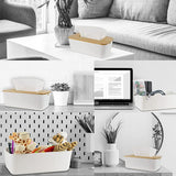 Bamboe badkamer set wit | badkamer accessoires | zakdoeken - cosmeticadoekjes doos | tandenborstelhouder | juwelenkistje | cosmetica-organizer | zeepschaal bamboe | (tandenborstelhouder)