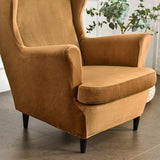 2-delige set oorfauteuils, fauteuil-overtrek, fauteuil-overtrek, stoelhoes, effen, fluweel, hoes, stoelhoes, strandmon, tijger, stoelhoes met armleuning, hoge rugleuning (camel)