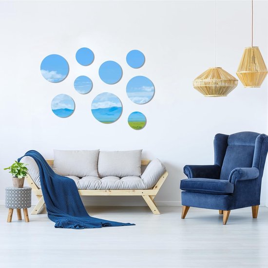 Spiegelstickers, ronde spiegeltegels, tegelspiegel, zelfklevend, zelfklevend, wanddecoratie, kleine wandspiegel, acryl spiegel, muursticker voor badkamer, keuken, woonkamer, 9 stuks