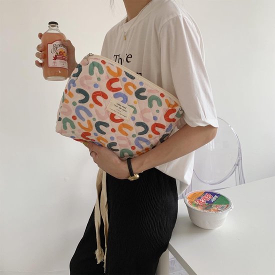 Cosmetische tas, make-uptas, draagbare make-uptas voor dames en meisjes, make-uporganisator, reistoilettas voor damesmeisjes (kleurrijk)