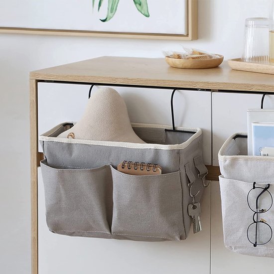 2 stuks, bedhangers, organizer, hangende opbergtas, waterdichte bedtassen voor afstandsbediening, bedhek, boek, tijdschrift, koptelefoon, kranten (zwart/beige)