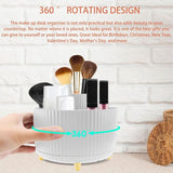 Make-up organizer, 360° roterende borstelorganizer Kaptafelorganizer, 5 compartimenten Cosmetische organizer Oogschaduwborstel Lippenstifthoes voor kaptafel, slaapkamer, badkamer, Wit
