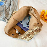 Strotas strandtassen voor dames, boho stro-schoudertassen, stro handtas dames basttas zomer mandtassen stro mesh tas voor strand zwembad beroep