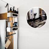 Doucheplank om op te hangen, uniek doucherek zonder boren, roestvrij staal, badkamerrek voor douche, douchemand, hangende badkamerorganizer, badkamerrek met haken, zilver