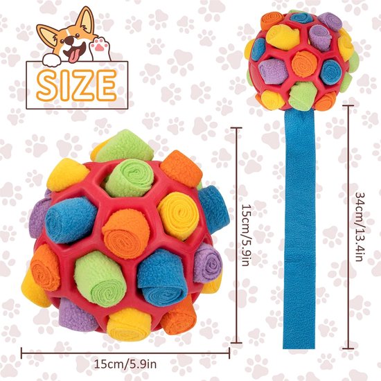 Snuffelbal voor honden, interactief hondenspeelgoed, wasbaar intelligentiespeelgoed voor huisdieren, snuffelkleed voor kleine, middelgrote, grote honden, katten