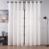 Gordijnen met ingestanste ringen, transparante gordijnen, voor slaapkamer, woonkamergordijn, 225 cm lang, overgordijnen, gordijnen met inslagringen, 140 cm breed