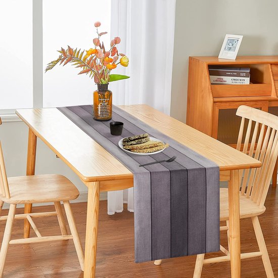 tafelloper grijs moderne keuken eettafel decoratie voor binnen en buiten vakantie feest woonkamer decoratie tafelloper 33 x 183 cm kwaliteit woonkamer linnen tafelloper herfst donkergrijs lichtgrijs