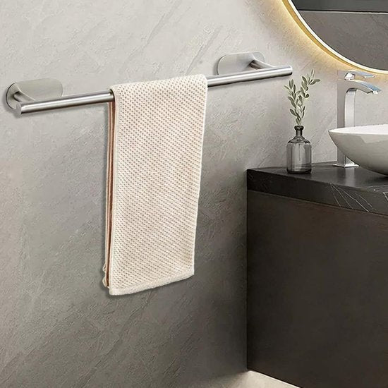 Handdoekhouder zonder boren 9-delige handdoekhouder Badkamerhanddoekhouder Zilverkleurige handdoekhouder Wandbadkameraccessoireset Handdoekhouder Keukenhanddoekrail Geen boren nodig
