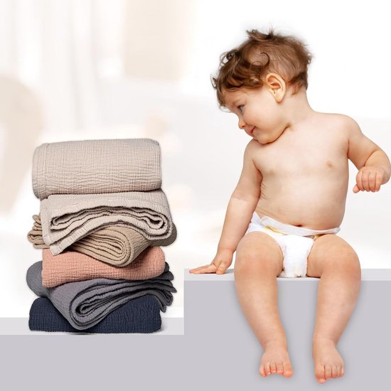 Mousseline Deken Baby - Ademende babydeken, babydekens pasgeboren, zachte kruipdeken voor kinderen, mousseline slaapdekens voor peuters meisjes jongens 120x120cm (ivoor)