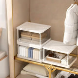 Set van 3 transparante opbergdozen met deksel, stapelbare opbergdozen met magnetische deur, grote plastic opbergdoos, 23 liter, ideaal voor keuken, woonkamer en slaapkamer