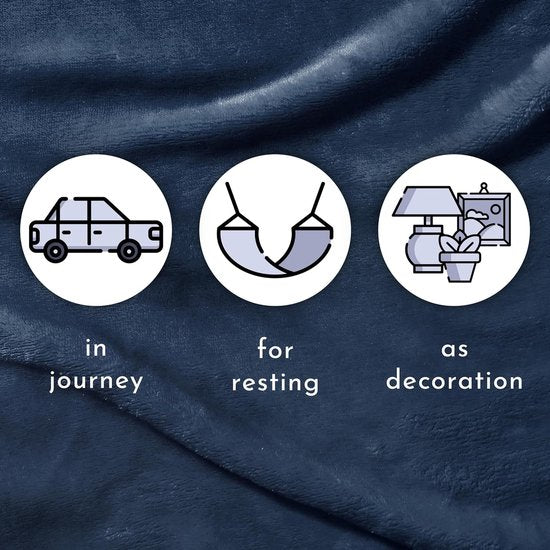 Deken voor bank, bed, knuffeldeken, zachte en warme bankovertrek, deken, sprei, wollig, 150 x 200 cm, dikke bankdeken, woondeken (marine)