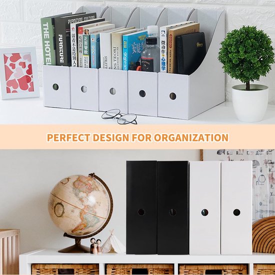 Tijdschriftenhouder, wit, 10 stuks tijdschriftenverzamelaars van kraftpapier, A4-formaat, bureau-organizer voor bestandsmappen, schrijfwaren, kantoorbenodigdheden