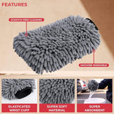 Microfiber washandje auto grote shaggy handschoen wassen handschoen pluisvrij - verpakking van 2 stuks Microfiber washandje voor de auto, grote shaggy handschoen, washandschoen zonder pluis - verpakking van 2 stuks.