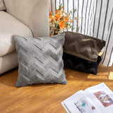 Set van 2 kussenslopen van wol, bankkussen, decoratief kussen, golf, polyester kussenhoezen, bankkussenhoes, decoratieve kussensloop, verborgen ritssluiting, woonkamer, slaapkamer, 30 x 50 cm, donkergrijs