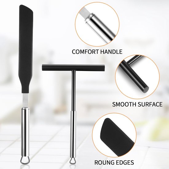Pannenverdelers en spatel, 2 stuks roestvrijstalen deegverdeler, deegverdeler voor pannenkoeken, pannenkoekenmaker voor thuis, keuken, bakken, koken, bakgereedschap