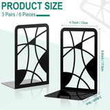 6 stuks zwarte metalen boekensteunen, decoratieve boekenkast met doorbraakrooster