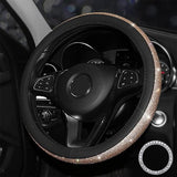 Universele Crystal stuurwielafdekking, leren stuurwielafdekking met bling bling strass, glitter auto stuurhoes voor meisjes dames 38 cm (zwart-goud)