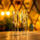 Massief Dubbelwandige Champagne Glas Kristallen Glazen, Klassieker Tulp Goblet Stemless Helder Glazen Bekers, Mondgeblazen Toast Glazen voor Catering, Bruiloften, Feesten, Bars, Familiebijeenkomsten (4)