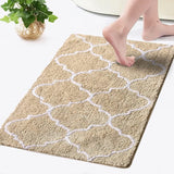 Badmat, antislip, wasbaar, badkamermat, zachte microvezel, douchemat, deurmat, decoratief tapijt, Marokko, badkamertapijt, badkamer, woonkamer, 50 x 80 cm, beige