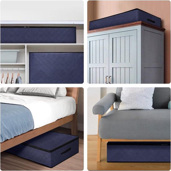 3 stuks opbergzakken, opbergdoos van 90 liter met deksel, grote opvouwbare kledingopslag, verhuisdozen, opbergtas onder het bed voor dekbedden, kussens, kleding, 100 x 50 x 18 cm