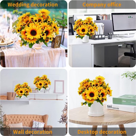 4 bundels kunstbloemen decoratie balkon kunstbloemen 52 zonnebloemen zijden bloemen als echte nep zonnebloemen planten herfstbloemen bloemendecoratie voor esthetische decoratie bruiloft tuin