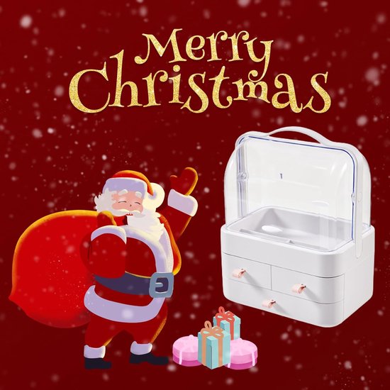 Make-up organizer, 180 graden draaibaar, met deksel, stofdicht, cosmetica-organizer, cosmetica-opbergdoos voor dressoir, badkamer, slaapkamer, cadeau