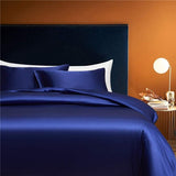 Luxe satijnen dekbedovertrek, 200 x 220 cm, 3-delig - glad, glanzend, zijdeachtig, aangenaam glanzend satijn, polyester, beddengoedset met kussensloop 80 x 80 cm - Blauw