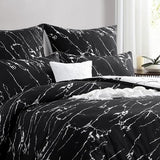 Beddengoed 135 x 200 cm 4-delig microvezel – dekbedovertrekken 135 x 200 cm set van 2 met kussenslopen in marmerpatroon, beddengoedsets met ritssluiting, zacht en strijkvrij