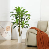 Kunstmatige drakenboom, 120 cm, kunstplant met 74 bladeren, tropische plastic kunstplanten in pot, voor woonkamer, slaapkamer, kantoor, tuindecoratie