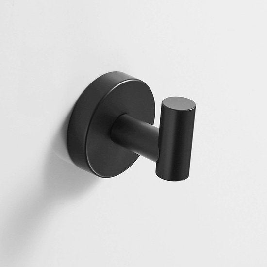 Handdoekhaak voor badkamer Enkele kapstok RVS Wandmontage Toilethoek Moderne haak voor keuken Matzwart Leekayer