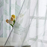 Stores Transparent Curtains with Eyelets Curtains Leaves Curtain Scarf Short Window Curtains Door Curtain Window Curtains for Small Windows Green on White Curtain 160 cm High 140 cm Wide Set