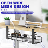 Kabelbeheer Onder Bureau Onderbureau Kabelbeheer Kabelmand voor het beheren van kabels en stekkerdozen, Zwart, Set van 2