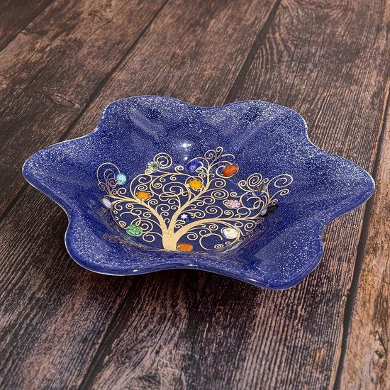 Venezia Schaal Bord Decoratie Opbergschaal Boom des Leven Murano-glas versierd met murrines en bladgoud cadeau-idee Handgemaakt Made Italy (cm13x13)