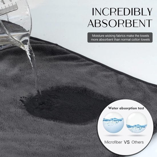 Set van 4 microvezel handdoeken, microvezel handdoek, pluizige microvezel badhanddoek, microvezel handdoeken voor het haar, zacht en absorberend, 40 x 76 cm, donkergrijs